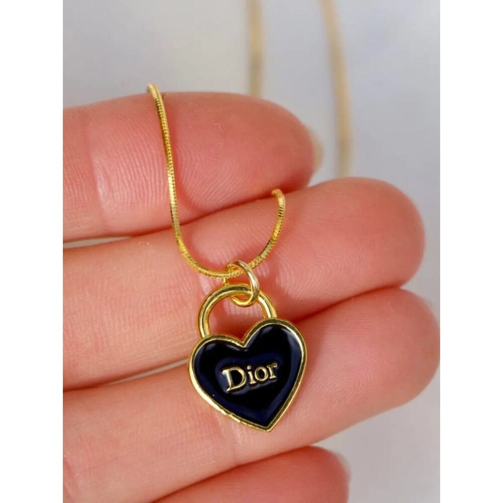 ✨Vintage DIOR Black lock Button/Charm Upcycled Necklace✨ - Picture 4 of 5